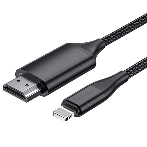JUCONU HDMI Cable para iPhone, 1080P HDTV Cable Adaptador HDMI, Convertidor de Pantalla de Sincronización para iPhone/i-Pad a HDTV/proyector/Monitor(2m, Negro)