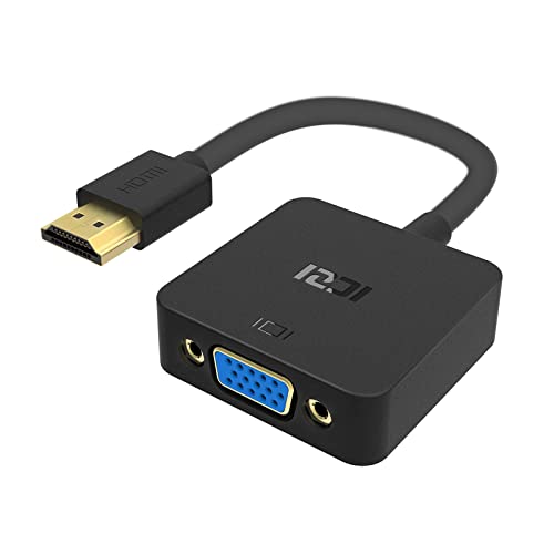 ICZI Adaptador HDMI a VGA, Conversor hdmi vga 1080P de Aluminio/Cable de Nylon/Contacto Chapado en Oro para Conectar Computadoras a Monitor Pantalla Proyector HDTV etc, Plateado