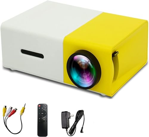 Mini Proyector Portátil 1080P HD - Compatible con Teléfono Móvil/AV/Micro SD/HDMI/USB - Proyector Portátil para Cine en Casa - Calidad de Imagen Sorprendente (Amarillo)