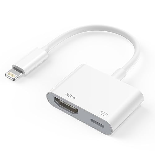 Lightning to HDMI Adaptador [Certificado Apple MFi] Adaptador hdmi iPhone y iPad Cable HDMI a TV Adaptador Plug and Play Compatible con iPhone 14/13/SE/12/11/XS/XR/X/8/7/iPad y Todos los Sistemas iOS