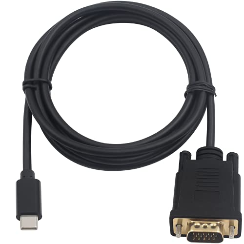 Duttek Cable USB C a VGA, cable adaptador USB tipo C macho a VGA macho compatible con 1080P utilizado para ordenador, monitor, proyector, televisor, sin Thunderbolt 3 puerto (1,8 metros)