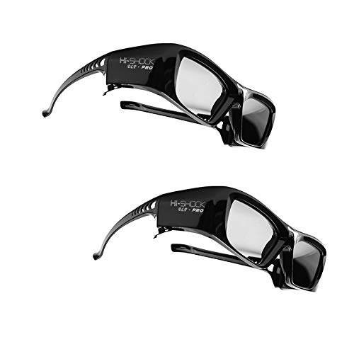 2X Hi-Shock DLP Pro 7G Black Diamond | DLP Link Gafas 3D compatibles con proyectores DLP 3D de Acer, BenQ, Viewsonic, Optoma, LG [Gafas con Obturador | 96-200 Hz - Recargables | DLP Link]