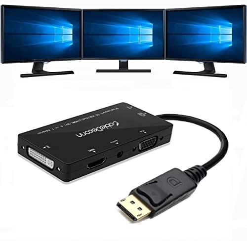 CableDeconn - Cable Adaptador 4 en 1 con Salida de Audio Micro USB Macho a Hembra, Compatible con 3 monitores al Mismo Tiempo