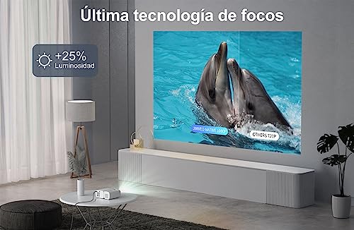 Proyector, Jimveo Mini Proyector Portátil 1080P Full HD WiFi Projector 9000 Lumens 250'' Mostrar Videoproyector Exterior/Proyectores Cine en Casa/Compatible con TV Stick/Android/iOS/DVD/Movil Projetor