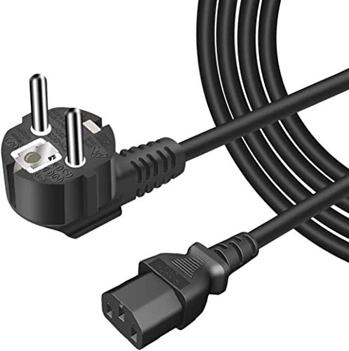 EXTRASTAR Cable de Alimentación 1.5M, 3 Pines, Enchufe Europeo, Negro para Monitor, Televisión, Proyector, PC, 3 * 0.75mm²
