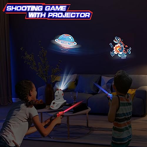 VATOS Laser Tag Juego Set con Proyector - 2 Jugadores Infrarrojos Mini Laser Tag Pistolas para Niños 3+, Interior/Exterior Juego Familiar Actividad Divertido Juguete para 4 5 6 7 Niños Niñas