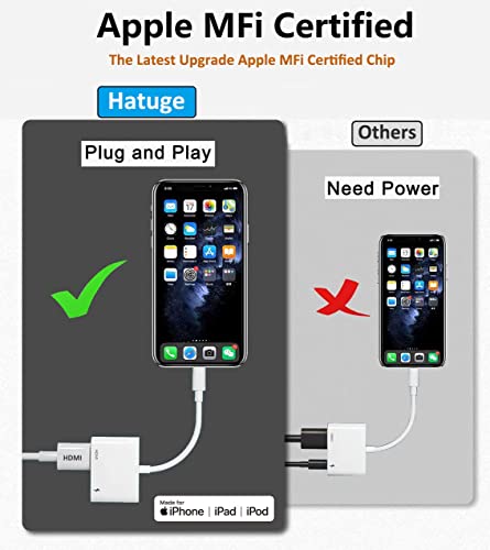 Adaptador Apple Lightning a HDMI, convertidor de Audio y Video Digital AV Certificado por MFi, Cable de Pantalla de sincronización 1080P para iPhone, iPad, iPod a TV/Proyector/Monitor
