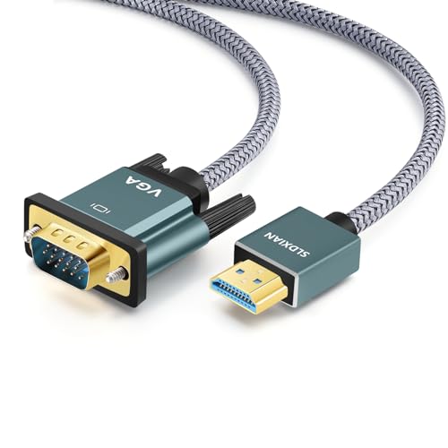 SLDXIAN Cable HDMI a VGA, Cable Adaptador de HDMI a VGA (Macho a Macho), Aleación de aluminio Shell Nylon trenzado y chapado en oro Soporte 1080P para Ordenador, Monitor, HDTV, Proyector, Roku (1M)