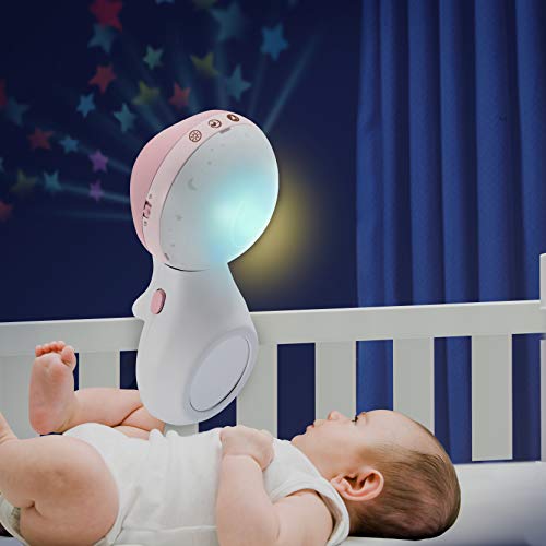 Infantino 3 in 1 Projector Musical de Montaje en cuna - Convertible mobile, table and cot light, projector, with wake up mode to simulate daylight, complete, 6 melodies, 4 nature sounds, in pink