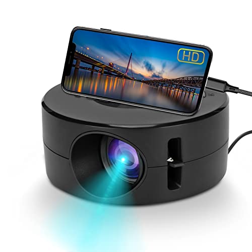 Goshyda Mini proyector LED, proyector de películas portátil para niños de Regalo, proyector Inteligente de la Misma Pantalla para Smartphone Tablet, con interfaces USB y Mando a Distancia