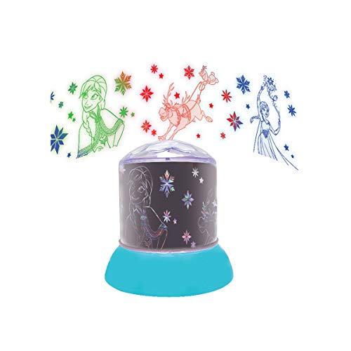 Lexibook color-NLJ030F Frozen Disney Nocturna, quitamiedos con proyecciones del Reino de Hielo, luz Decorativa en color-NLJ030FZ, Firme, Color Azul