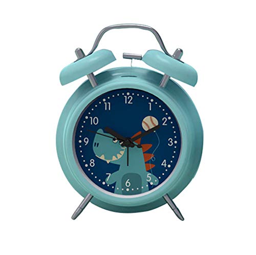Dibujos Animados Encantador Cuarto Despertador Mudo Cabecera Reloj Adornos Luminoso Alarma Dual Carcasa De Metal Pintura En Aerosol De Apariencia,Blue