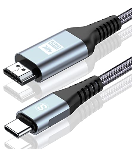 Cable USB C a HDMI 4K 2M-Nylon braided wire body,Compatible con televisores 4K,proyectores,consolas de videojuegos (Xbox,Playstation),Apple TV,Pixelbook,Surface Pro,iPad Pro,XPS,Galaxy S23 y más.