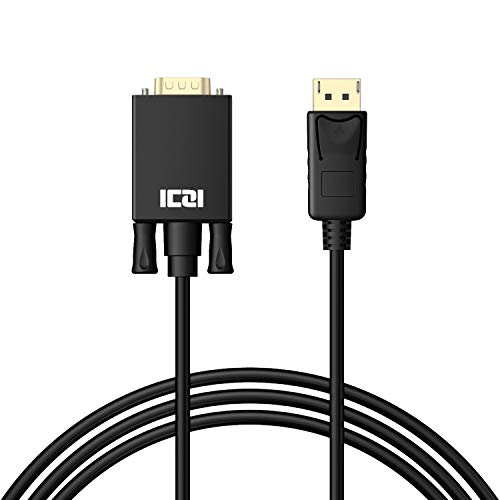 ICZI Cable DisplayPort a VGA, Adaptador DP to VGA 1080p Conector Chapado en Oro/Macho a Macho para conectar PC, Ordenador a Pantalla Gigante Monitor Proyector HDTV, 1,8 Metro