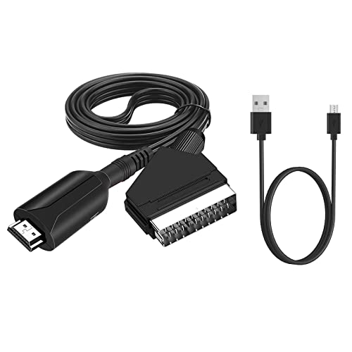 ZHITING HDMI a SCART, Convertidor HDMI a SCART 720/1080P Switch Video Cable HDMI a SCART para TV Monitor Proyector VCR Xbox PS3 Sky DVD VCR BLU-Ray con Cable USB