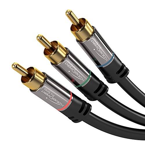 KabelDirekt – 2m Cable de componentes (3 conectores RCA a 3 conectores RCA, soporta FullHD 1080i, para televisiones, proyectores antiguos) PRO Series