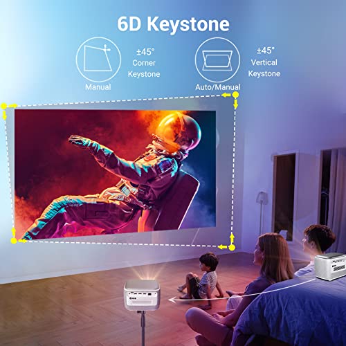BYINTEK R20 Pro Proyector 3D de Enfoque automático, Cine en casa Inteligente al Aire Libre con batería Recargable, proyector portátil DLP Compatible con proyección inalámbrica 1080P 4K
