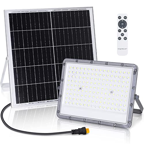 Aigostar - Foco proyector LED solar con mando a distancia,200W,6500K luz blanca.Resistente al agua IP65.Perfectos para exterior jardín,patios,caminos o garajes.