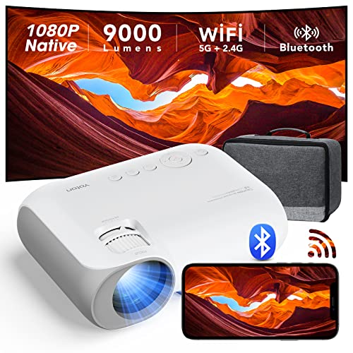 Proyector Portátil 5G WiFi Bluetooth - YOTON 400 ANSI Lumens Y7 Proyector 4K Compatible, Nativo 1080P, Entradas HDMI, AV, USB, Proyector Video para Smartphone, PC, Xbox, PS5, Laptop