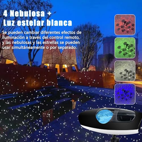 NEEMOSI Proyector LED Starry Sky con Control Remoto, Planetario con Temporizador, Proyector Estrella Blanco Inteligente, Proyector Estrella de Iluminación Exterior Impermeable Para Adultos, Fiesta