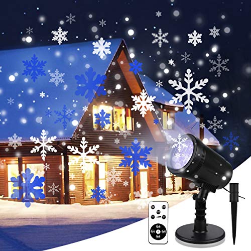 Proyector Luces Navidad Exterior, Led Proyector Copos de Nieve con Control Remoto, Impermeable IP65 Exterior y Interior, Decoración para Fiesta, Festivos