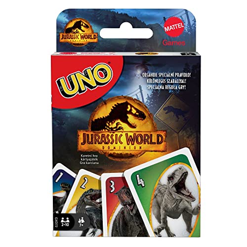 Mattel Games Juego de cartas UNO Jurassic World 3, juego de mesa para niños +7 años (Mattel GXD72)