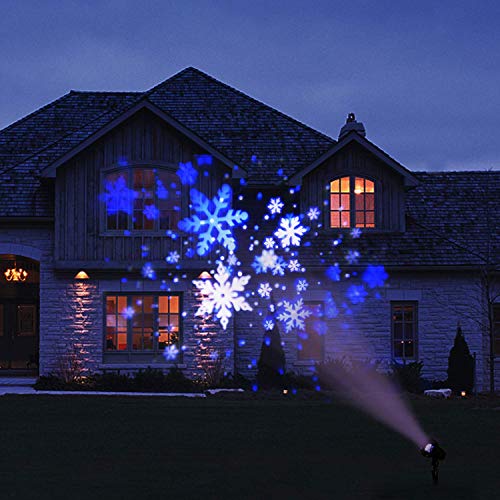 EAMBRITE Proyector de Copo de Nieve, Luz LED Blanca/Azul, Iluminación Decorativa de Navidad con Temporizador para Cumpleaños Bodas Fiestas Jardín Hogar Invierno Exterior Decoración Interior