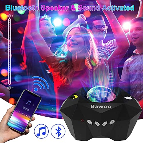 Bawoo Proyector Estrellas, Galaxia, Aurora Polar, con Altavoz Bluetooth, Control Remoto, Múltiples Modos de Luz Decoración Infantil para Dormitorio/Fiestas, Regalo para Niños/Amigos