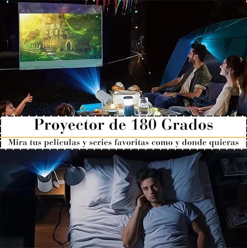 Mini Proyector Portátil con Android 11, Proyector 4k 1080P Full HD Soporte 200ANSI 8000L, Videoproyector WiFi 5G Bluetooth 5.0, Cine Proyector 180 ° Se Puede Girar para TV Stick