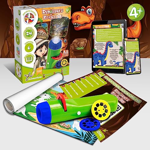 Science4you Linterna Dinosaurios para Niños 4+ Años - Proyector de Dibujos y Linterna Infantil con Dinosaurios, Set Ciencia para Niños, Juguete Jurasico Educativo para Niños y Niñas