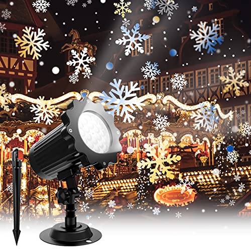 MATEPROX Proyector Luces Navidad, Proyector de Luz LED de Copos de Nieve Resistente al Agua IP65, Lámparas de Proyector Decoracion Navidad para Interiores y Exterior, Jardín, Césped, Casa, Fiesta