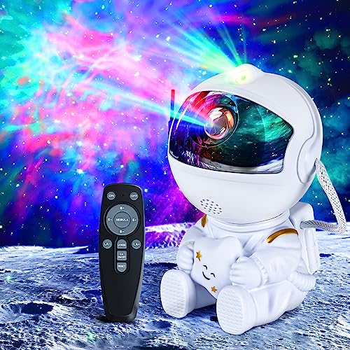 BURNNOVE Astronaut Galaxy Star Projector Starry Night Light, Luz Nocturna con Nebulosa, 8 Modos, 360° Rotación y Control Remoto, Dormitorio y Proyector de Techo, Mejores Regalos Para Niños y Adultos